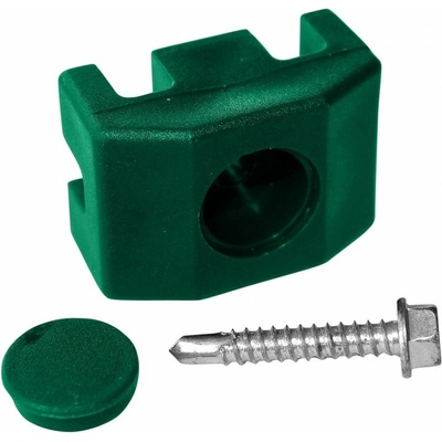 PILECKÝ Příchytka plotového panelu PILOFOR pro sloupek PILODEL plastová se šroubem 60 x 40 mm zelená