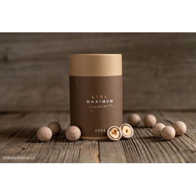 Čokoládovna Lyra MAXIMUM HAZELNUTS lískové ořechy v nugátu a bílé čokoládě 200 g