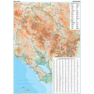 Gizi Map Černá Hora - nástěnná mapa 65 x 108 cm Varianta: bez rámu v tubusu, Provedení: laminovaná mapa v lištách