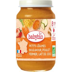 Babybio Био зеленчуково пюре Babybio - С пилешко месо, булгур и кокосово мляко, 8 м+, 200 g (3288130510102) - ozone