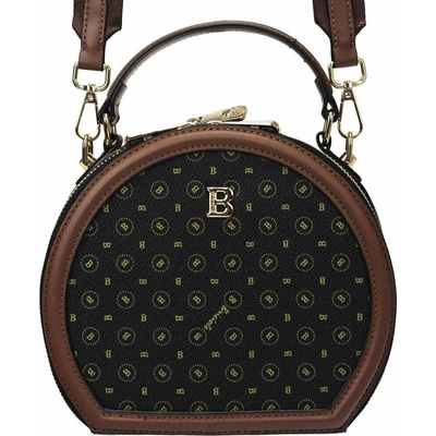 Briciole 4129 dámská Ekologická Kůže crossbody černá s Hnědými Detaily a Zlatými Okovy