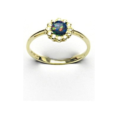 Čištín Zlatý prsten žluté i bílé zlato černý syntetický opál T 1495