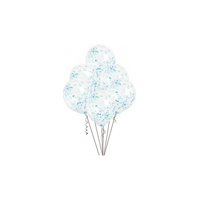 Unique Balónek transparentní 30cm potisk Modré konfety