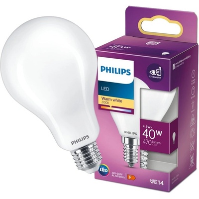 Philips LED žiarovka E14 5W 40W 470lm 2700K teplá žiarovka