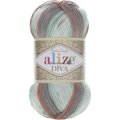 Alize Příze Diva batik 5550 mint-hnědá