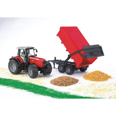 Bruder Traktor 2045 MASSEY FERGUSON + sklopné vozidlo červené