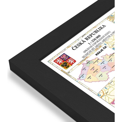Excart Maps ČR - administrativní mapa 240 x 135 cm (vydání 2025) Varianta: mapa v dřevěném rámu, Provedení: Pegi černý