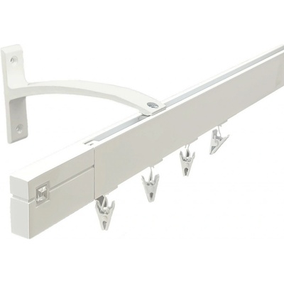 Kovovégarnýže Garnýže Square line elegance etri bílá lesklá Dvouřadá, 251-300cm, jezdec+šnekový háček