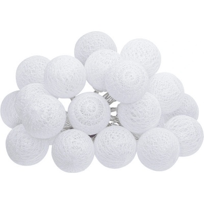 Светещ гирлянд 20 бр. памучни топки 4 см. , бели 220v К21