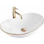 Rea Бяла мивка за плот Rea Royal Gold Edge 62.5 см (5902557356676)