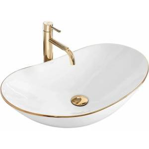 Rea Бяла мивка за плот Rea Royal Gold Edge 62.5 см (5902557356676)