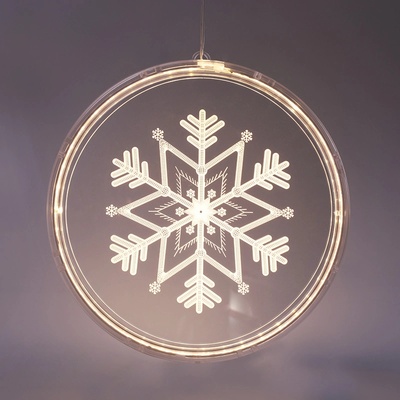 ACA Lighting 3D LED vánoční vločka do okna teplá bílá barva IP20 akryl