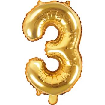 Image 1 of PartyDeco Балон от фолио Mini - число 3 златен 35 см