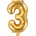 PartyDeco Балон от фолио Mini - число 3 златен 35 см