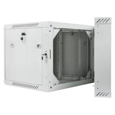 Lanberg rack cabinet 19 double-section wall-mount 9U / 600x600 for self-assembly (flat pack), grey (WF02-6609-10S)