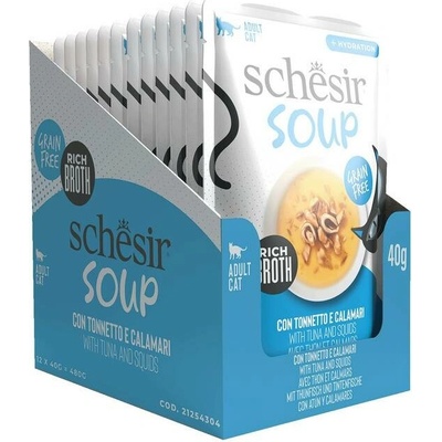 Schesir Soup tuňák s kalamáry 12 x 40 g sáček
