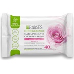 Nature of Agiva Roses Влажни дегримиращи кърпички с розово масло, 40 броя - baby