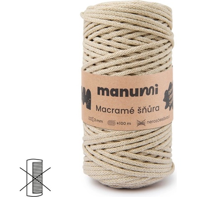 Manumi Macramé šňůra 3mm béžová - 1 ks