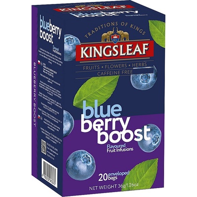 Basilur KINGSLEAF ovocný čaj přebal Blueberry Boost BORŮVKA 20 x 1,8 g