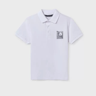 MAYORAL Поло тениска с къс ръкав принт в бяло за момче Mayoral