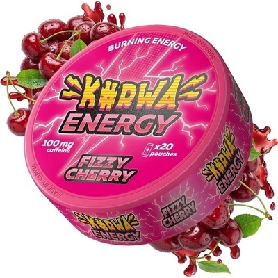 Kurwa Energy fizzy cherry kofeinové sáčky 100 mg/sáček 20 sáčků