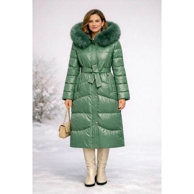 Max Original Leather Páperový kabát s kožušinou GEMINI-775 verde