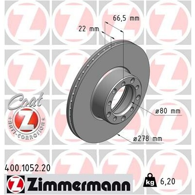 Brzdový kotúč ZIMMERMANN 400.1052.20 (400105220)