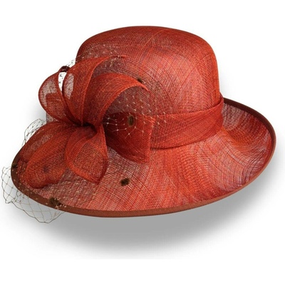 Krumlovanka Dámský elegantní slavnostní klobouk Handcrafted Sinamay hat Co-14627 terakota