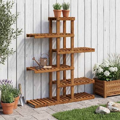 vidaXL Стойка за растения Натурално 93 x 25 x 114, 5 см (903098)