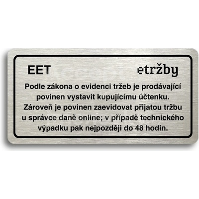 ACCEPT Piktogram EET - běžný režim - stříbrná tabulka - černý tisk