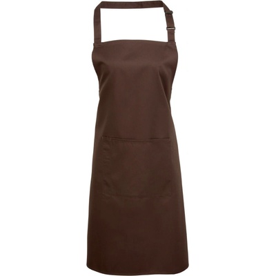 Premier Zástěra Colours PR 154 s laclem a kapsou na břiše COT39015414599-brown Hnědá