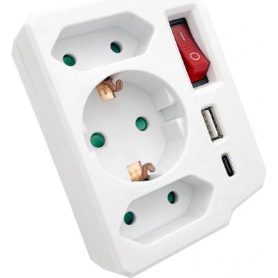 Xmart Разклонител xmart 3 ГН. КЛЮЧ usb-А/-c sq-gbku01 (3800202099041)