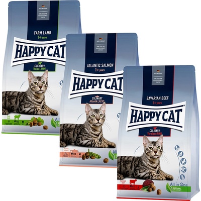 Happy Cat Míchané balení Culinary Adult hovězí losos & jehněčí 3 x 1,3 g