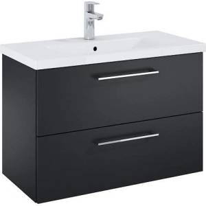 Roca Шкаф Unik Roma Plus Compact, 815 x 395 с 2 чекмеджета и умивалник, черен мат (A852474532)