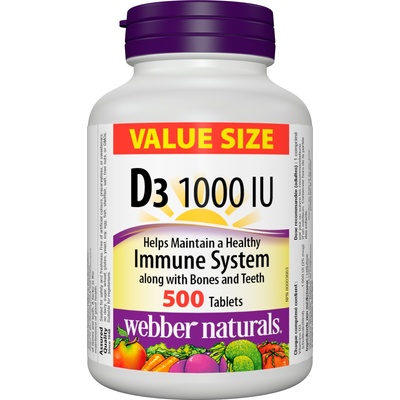 Webber Naturals Vitamin D3, 1000 IU, 500 таблетки, Webber Naturals