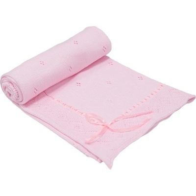 EKO - Poland Бебешко плетено одеяло - панделка, розово