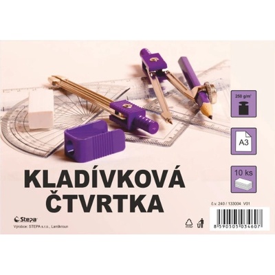 Stepa Čtvrtka kladívková bílá, 250 g/m2 - výběr velikosti a velikosti balení Velikost: A3, Počet kusů v balení: 10 listů – Zboží Dáma