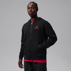 Air Jordan Поларена блуза Air Jordan Mens Jump Teddy Fleece Regular-Fit Full-Zip Fleece Top - Black/Gym Red