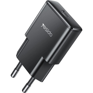 YESIDO Зарядно за стена - Yesido Wall Charger (YC74) - GaN, ултра-тънко, Smart Chip, Type-C, PD30W - Черно
