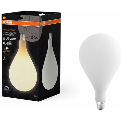 Osram matná LED žiarovka E27 7,3 W VINTAGE BIG GRAPE, teplá biela 4058075836228