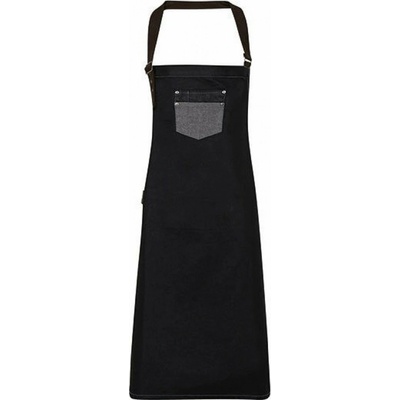 Premier Workwear Džínová zástěra s povoskovaným vodoodpudivým povrchem černý denim 72x86cm PW136