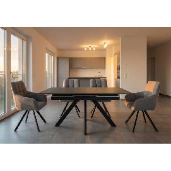 ЕВРОМАР Разтегателна трапезна маса dilan черен мрамор / черно