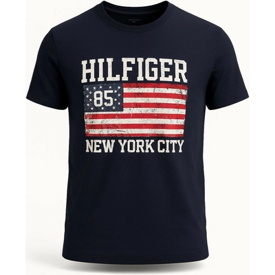 Tommy Hilfiger pánské tričko Flag Icon s Krátkým Rukávem Navy Blue