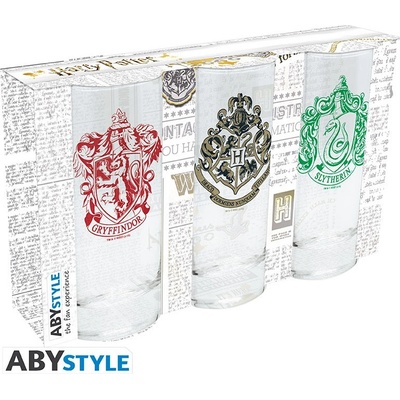 CurePink Sklenice Harry Potter: Set 3 kusů 290 ml