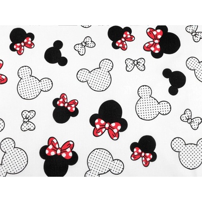 Bavlněná látka / plátno Mickey / Minnie Mouse Varianta: 2 (131) bílá červená, Balení: 1 m