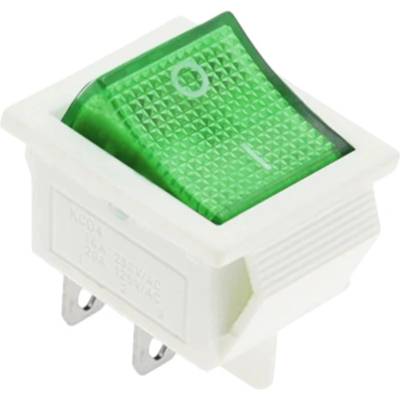 Kolískový vypínač obdĺžnikový s podsvietením KCD4, biely, 250V/15A Zelená