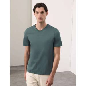 Marks & Spencer Тениска с V-образно деколте, от чиста памук Supima® Marks & Spencer синя Marks & Spencer | Sin | МЪЖЕ | S REG