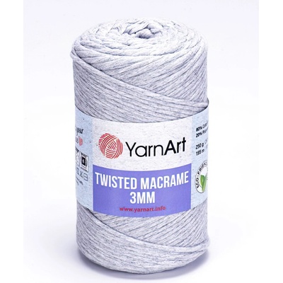Pletací příze YarnArt TWISTED MACRAME 3mm 756 světle šedá, jednobarevná, 250g/195m