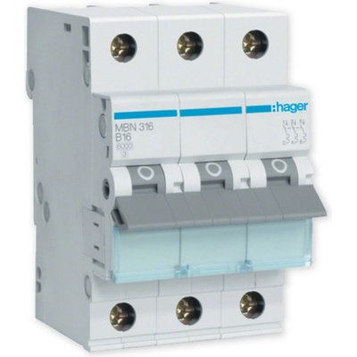 Hager 3-pólový 16A char.B 6kA MBN316E