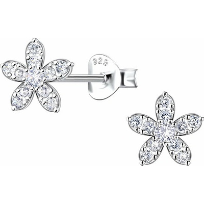 Nefertitis 34383 Stříbrné náušnice pecky se zirkony FLOWER NF61019 7 mm, 0,68 g